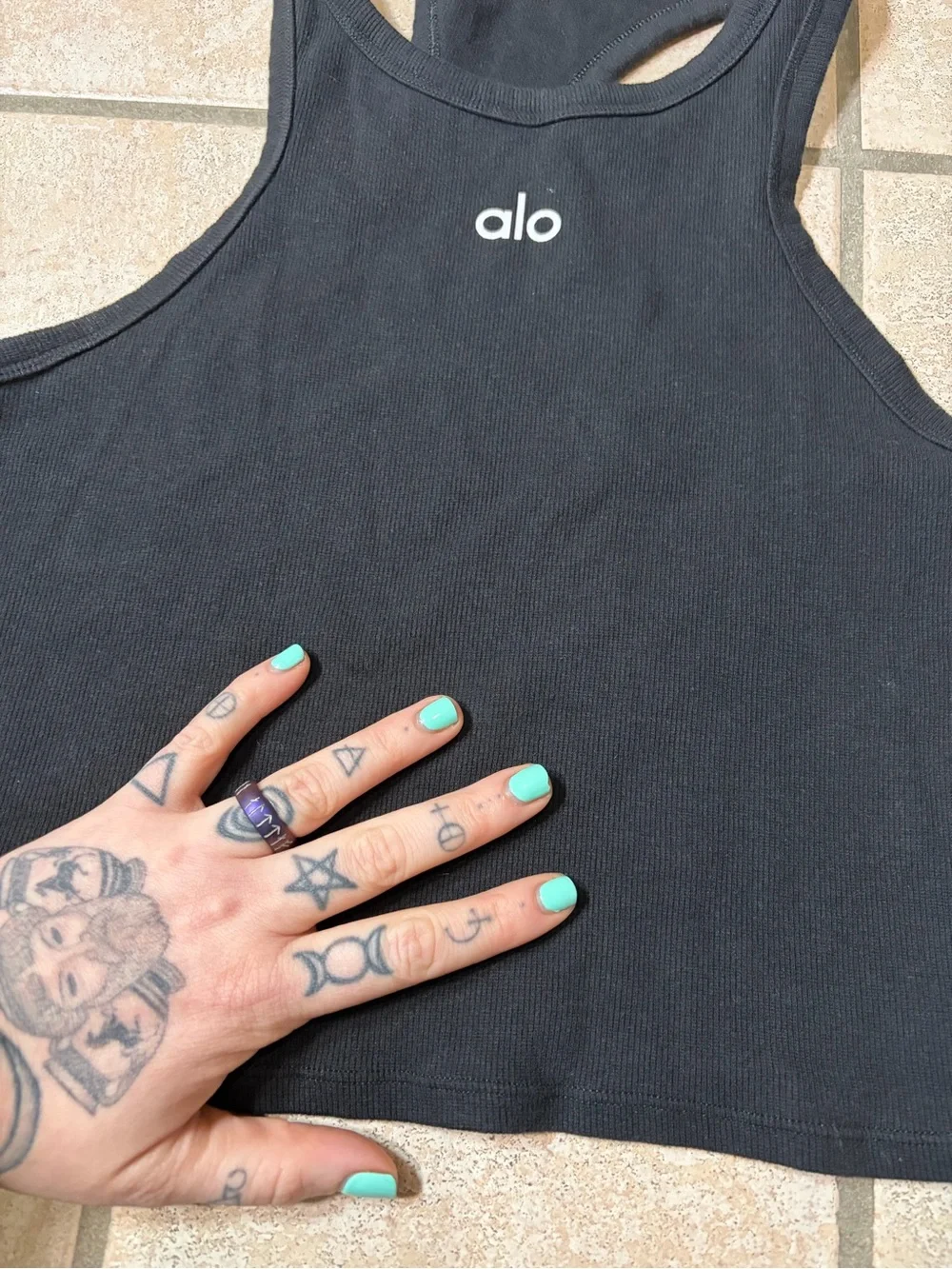 NWOT ALO Ribbed Aspire Tank (Black) Size L